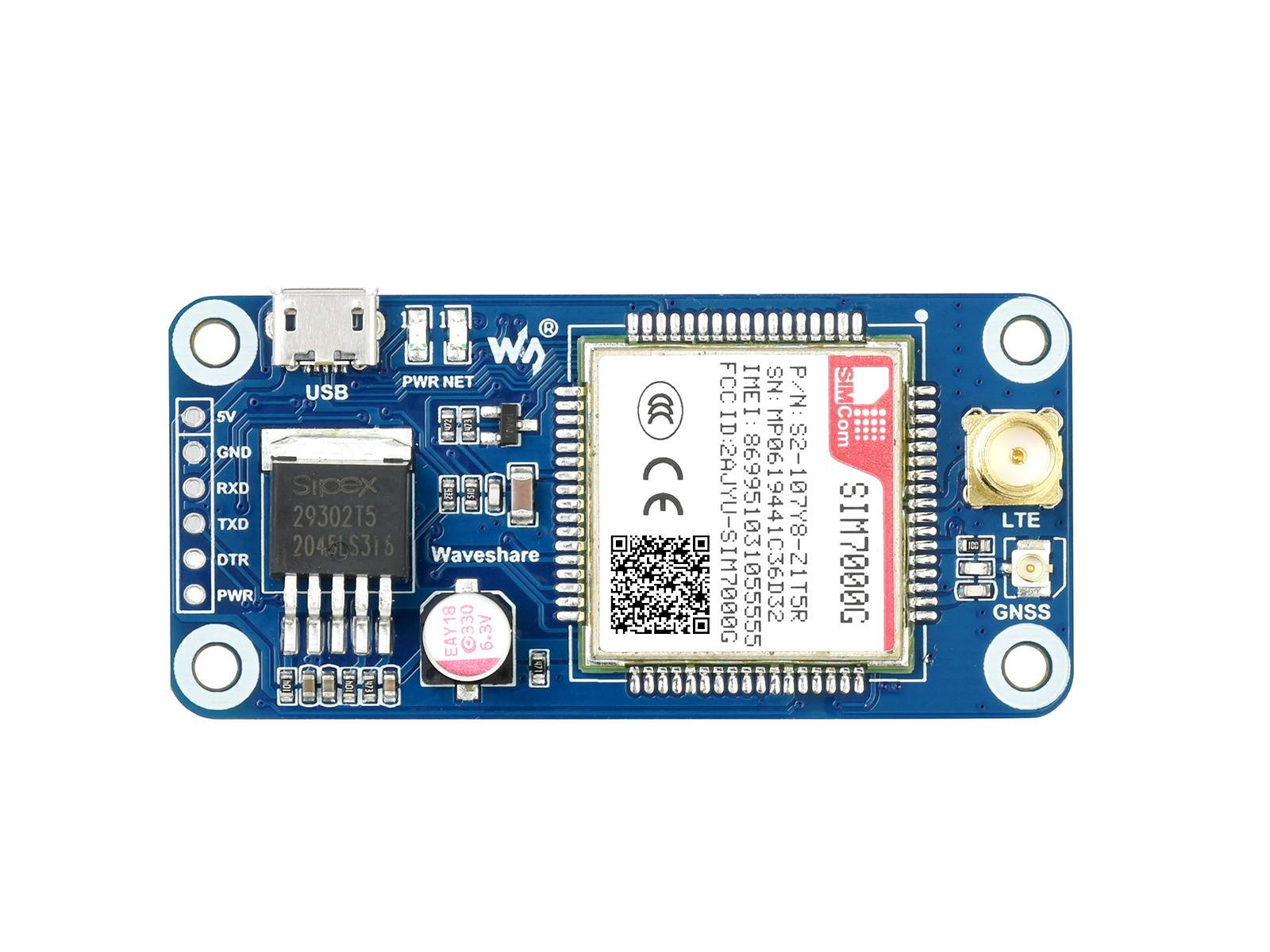 WaveShare SIM7000G NB-IoT Cat-M EDGE GPRS HAT for Raspberry Pi GNSS Global Band Support