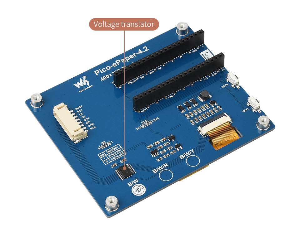 WaveShare 4.2inch E-Paper E-Ink Display Module for Raspberry Pi Pico 400x300 Black White 4 Grayscale SPI