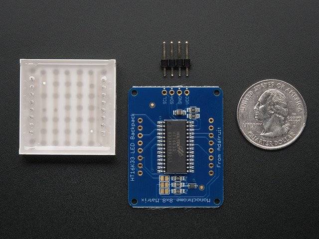 Adafruit Small 1.2inch 8x8 LED Matrix with I2C Backpack Yellow Green for Arduino 1051