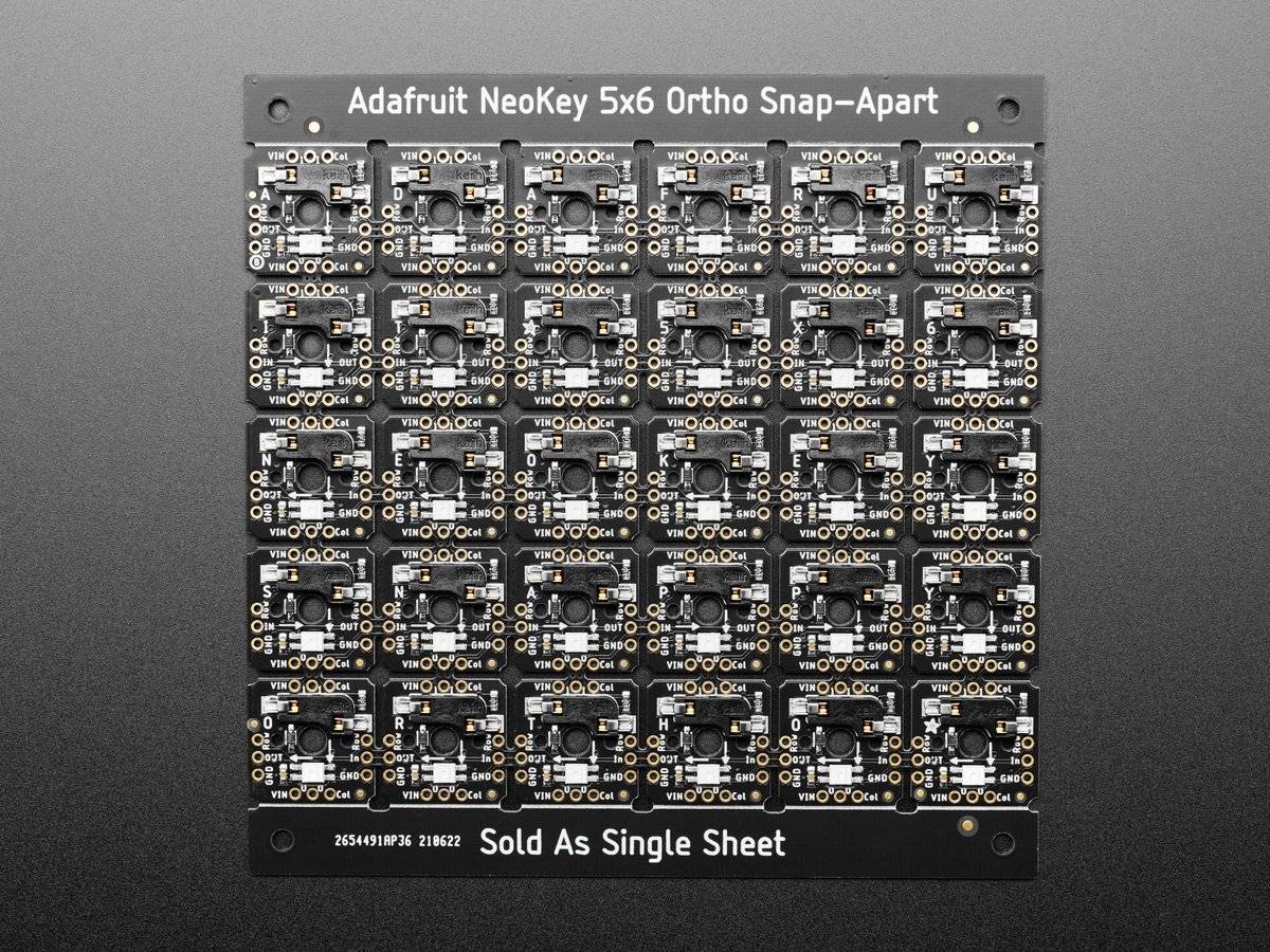 Adafruit NeoKey 5x6 Ortho Snap-Apart Mechanical Key Switches without NeoPixel 5157