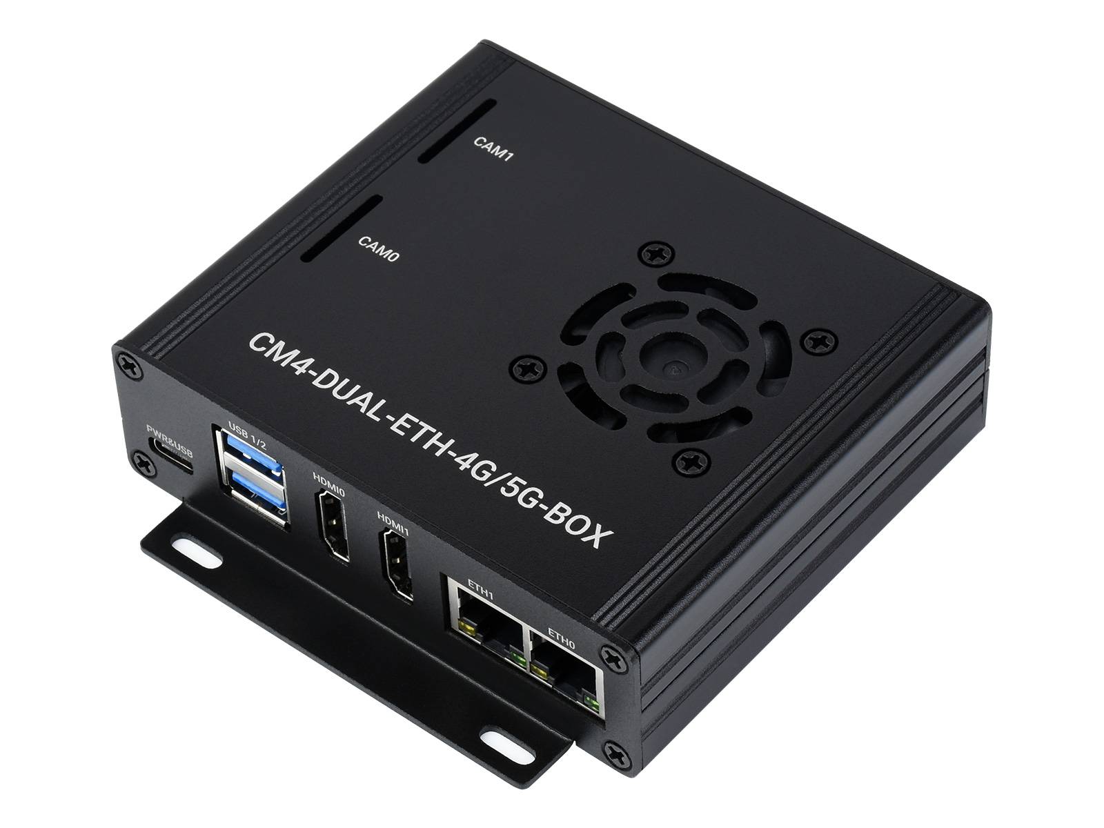 WaveShare Dual Gigabit Ethernet 5G/4G Mini-Computer without Raspberry Pi CM4 Metal Case with Cooling Fan