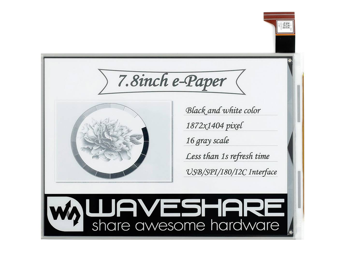 WaveShare 1872×1404, 7.8inch E-Ink raw display