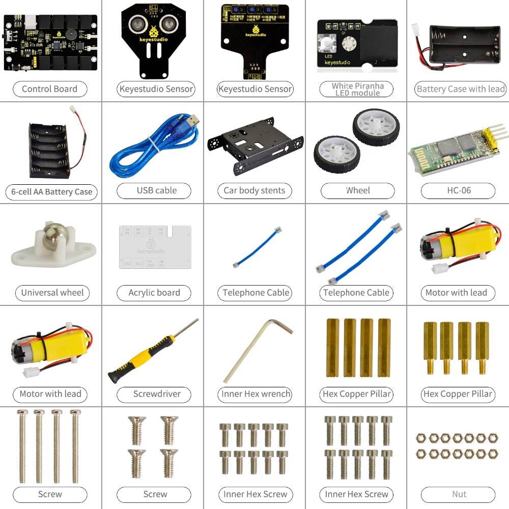 Keyestudio KEYBOT Coding Education Robot for Arduino STEM Mixly Block/C Programming