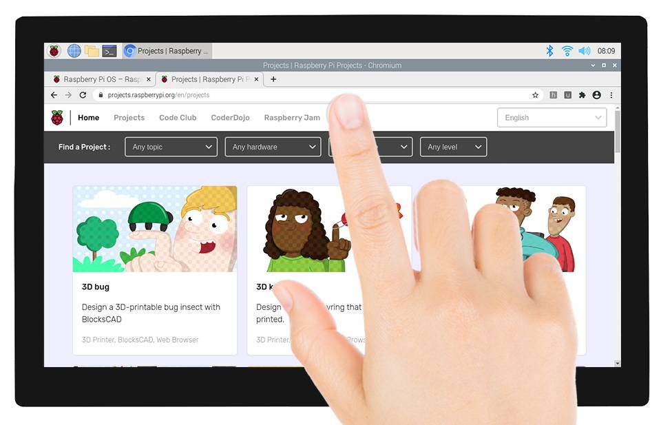 WaveShare 10.1inch QLED Quantum Dot Display 1280x720 Capacitive Touch