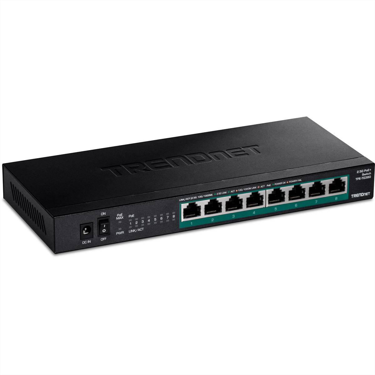 TRENDnet TPE-TG380 8-Port PoE Switch, Unmanaged 2.5G PoE+