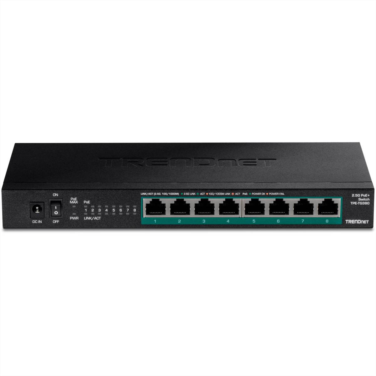 TRENDnet TPE-TG380 8-Port PoE Switch, Unmanaged 2.5G PoE+