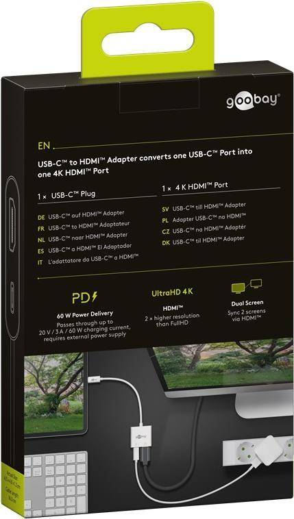 USB-C Stecker <> HDMI-Buchse 4K@60HZ + USB-C