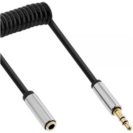 INLINE - Slim Audio Spiralkabel Klinke 3,5mm ST/BU - 4-polig - Stereo - 2m
