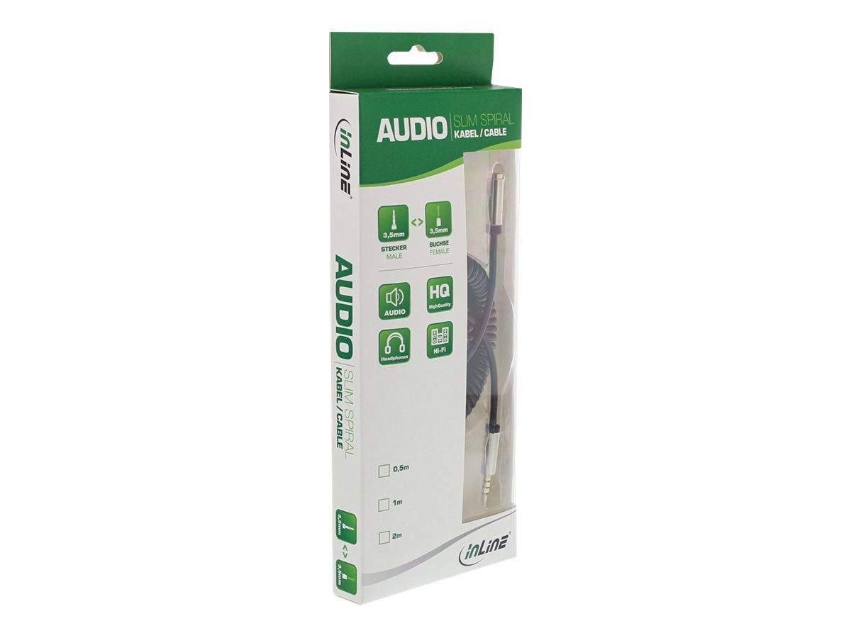 INLINE - Slim Audio Spiralkabel Klinke 3,5mm ST/BU - 4-polig - Stereo - 2m