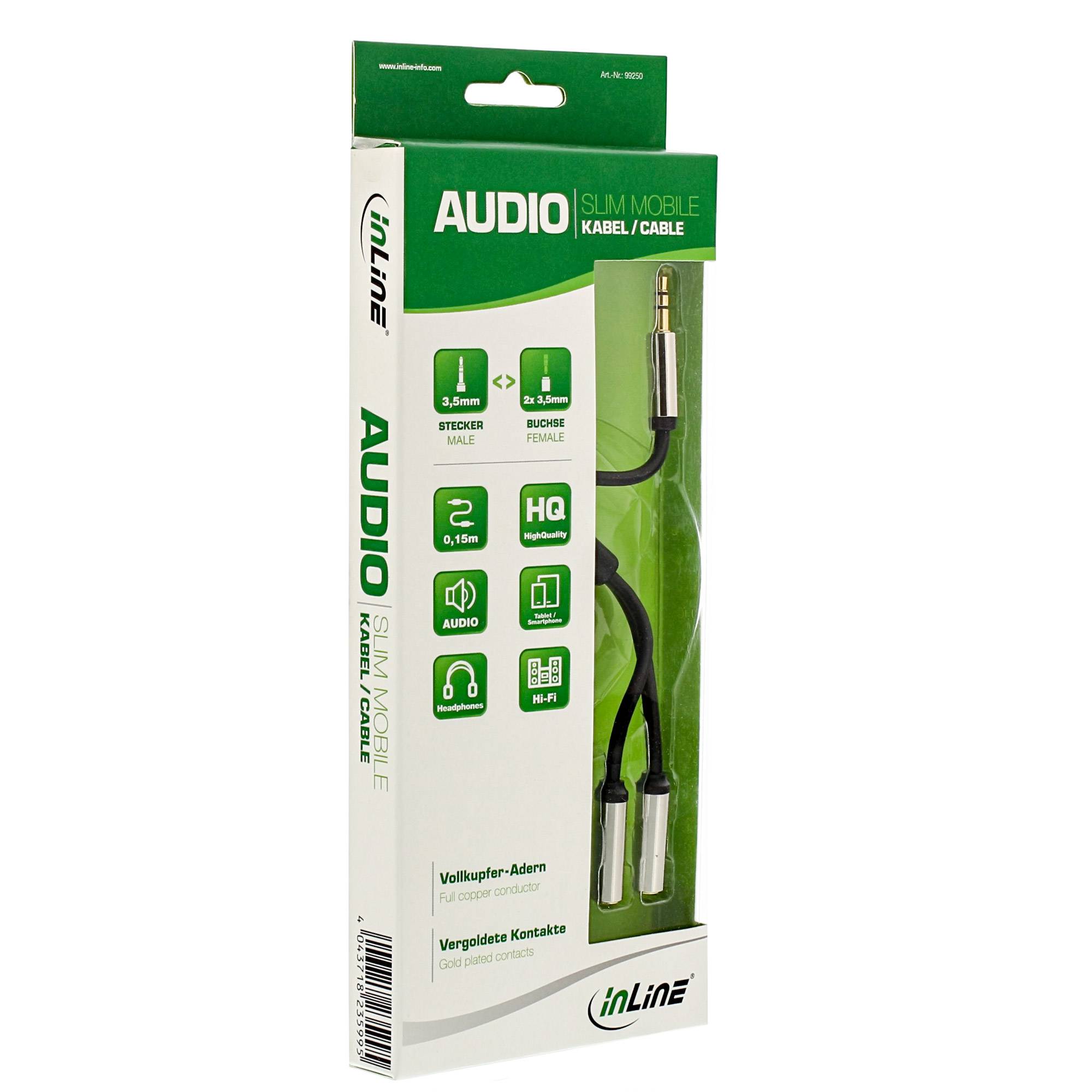 InLine Slim - Audio-Splitter - Stereo Mini-Klinkenstecker (M)