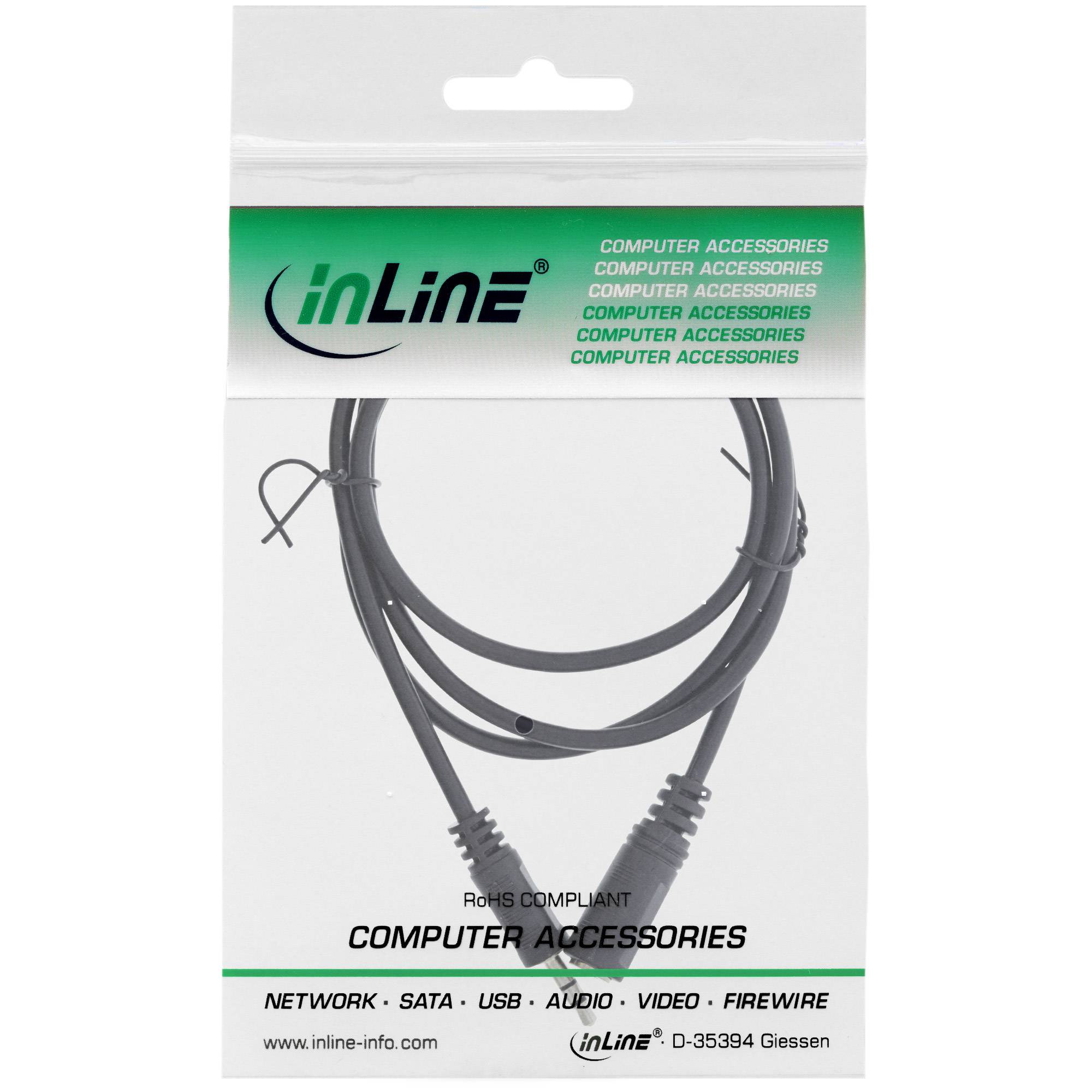 INLINE - Klinke Verlängerung - 3,5mm Klinke Stecker / Buchse - Stereo - 1m