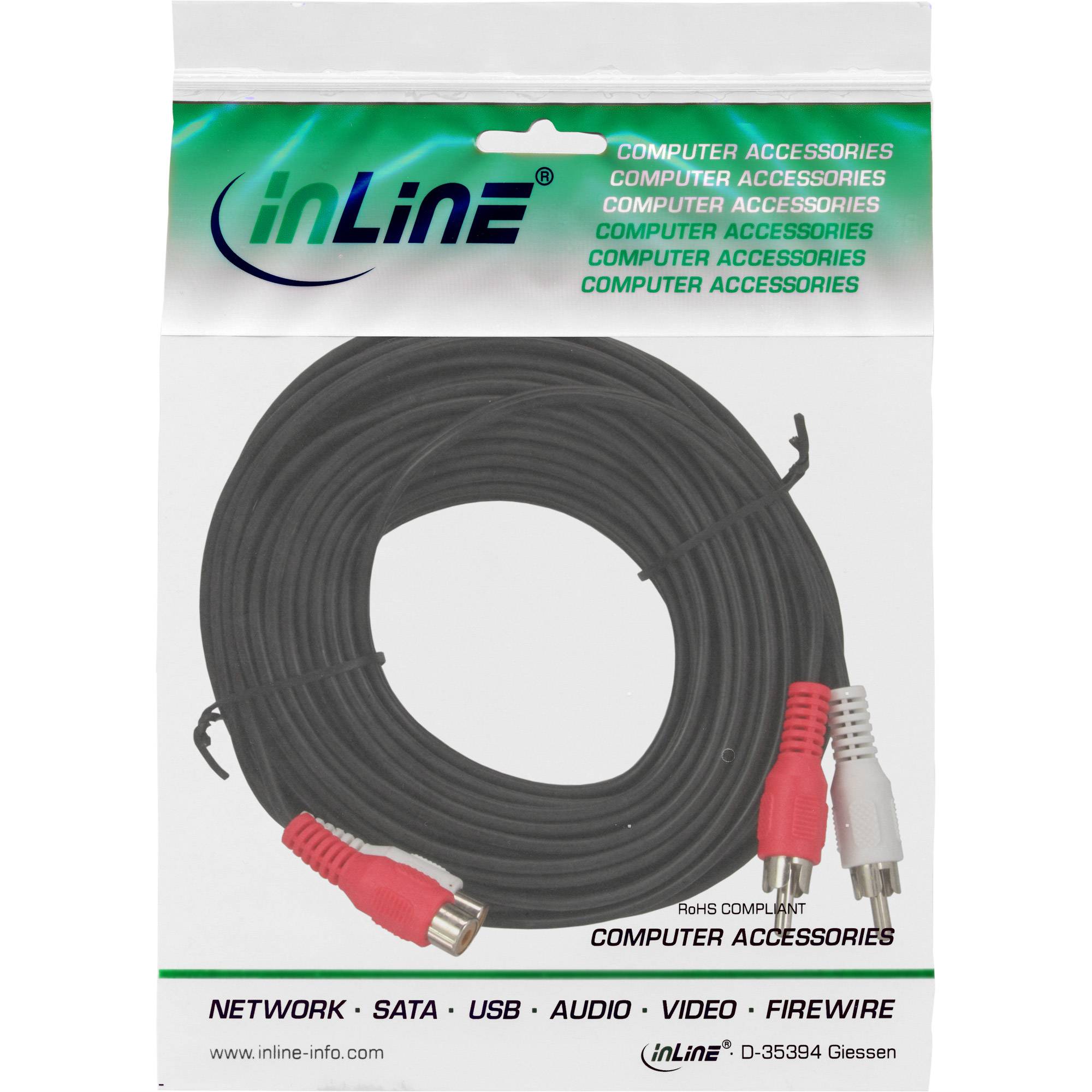 INLINE - Cinch Verlängerung - 2x Cinch - Stecker / Buchse - 10m