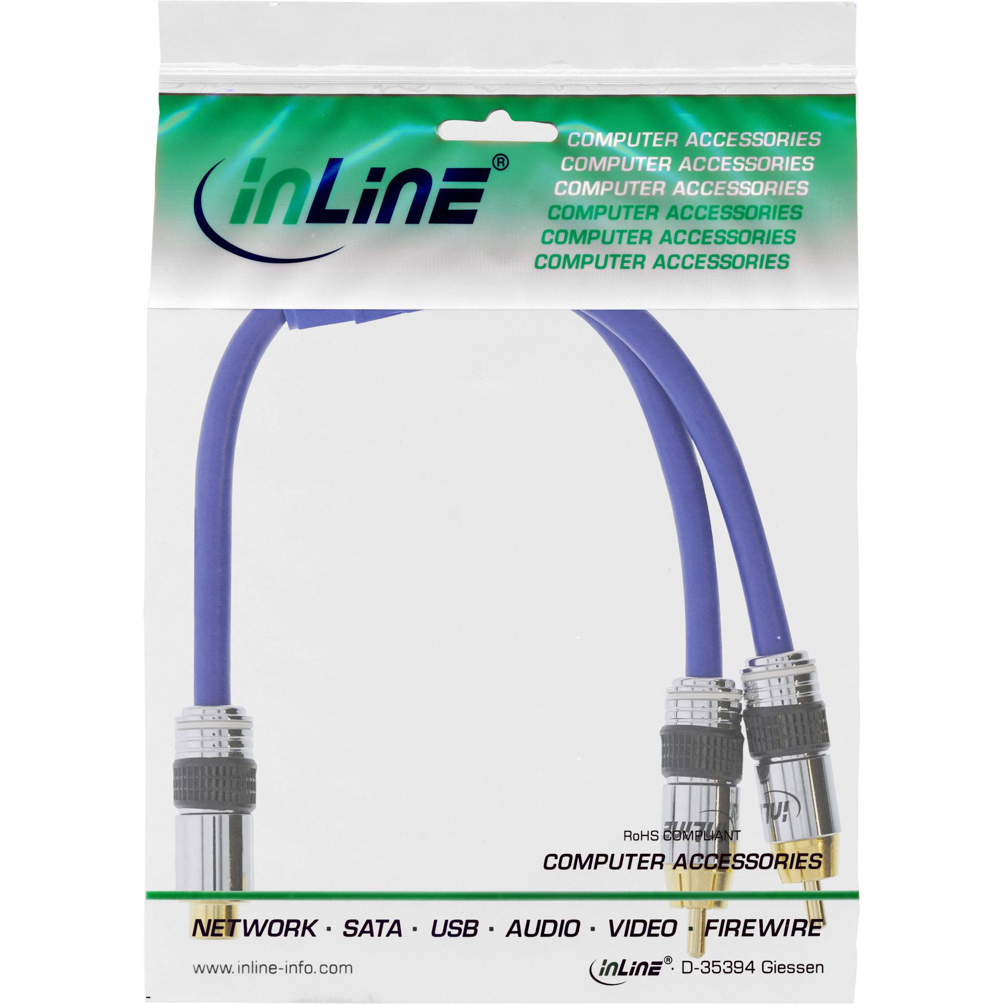 INLINE - Cinch-Y-Kabel - PREMIUM - 1x Cinch Buchse zu 2x Cinch Stecker - 0,25m
