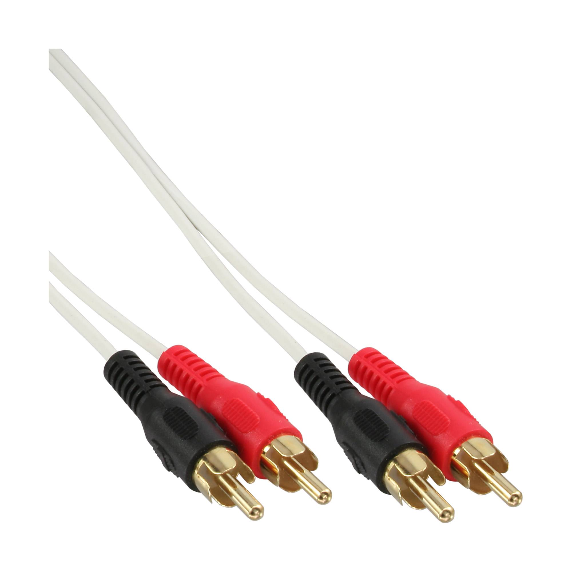 INLINE - Cinch Kabel - 2x Cinch - Stecker / Stecker - weiß / gold - 1m
