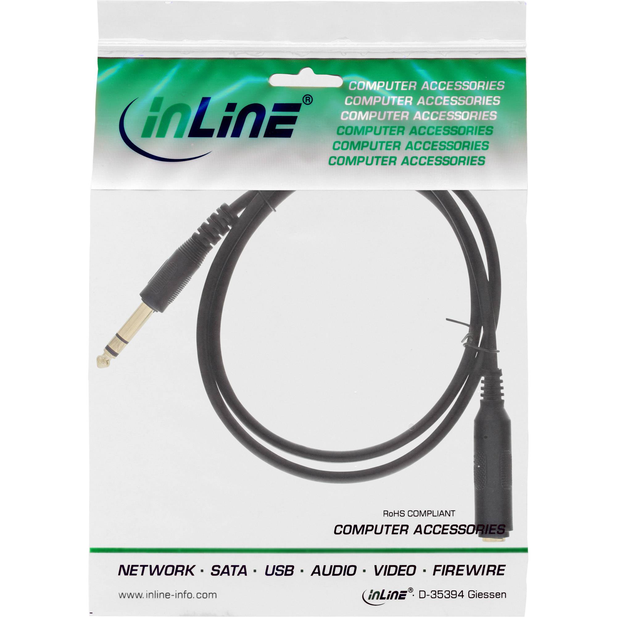 INLINE - Kopfhörerverlängerung - 6,3mm ST / BU - Stereo - vergoldete Kontakte - 5m