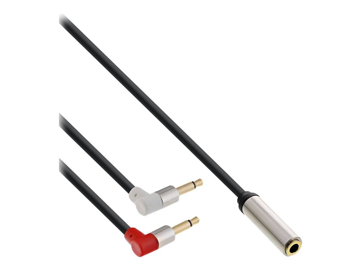 INLINE - Slim Audio Kopfh. Flugz.-Adapterkab. - 2x3,5mm ST / 3,5mm BU 3pol. - 2m