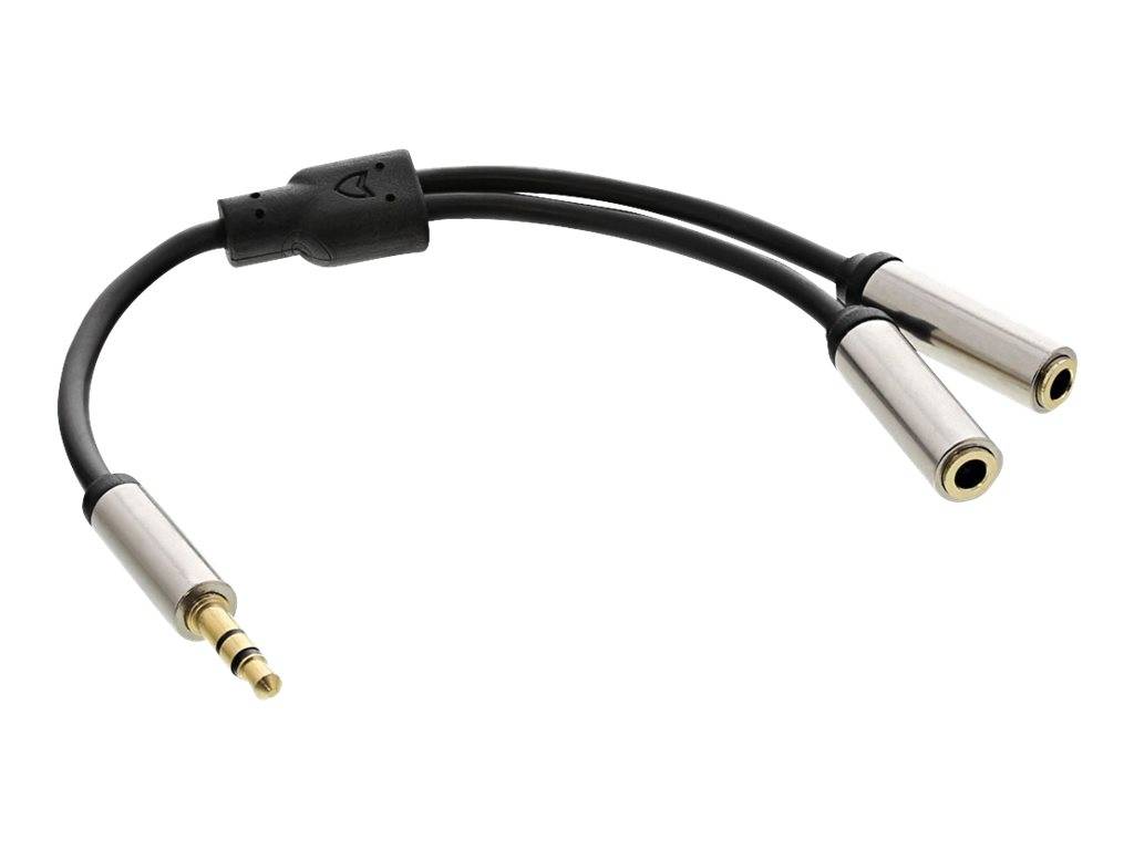 INLINE - Basic Slim Audio Y-Kabel 3,5mm Klinke ST an 2x BU - 0,15m