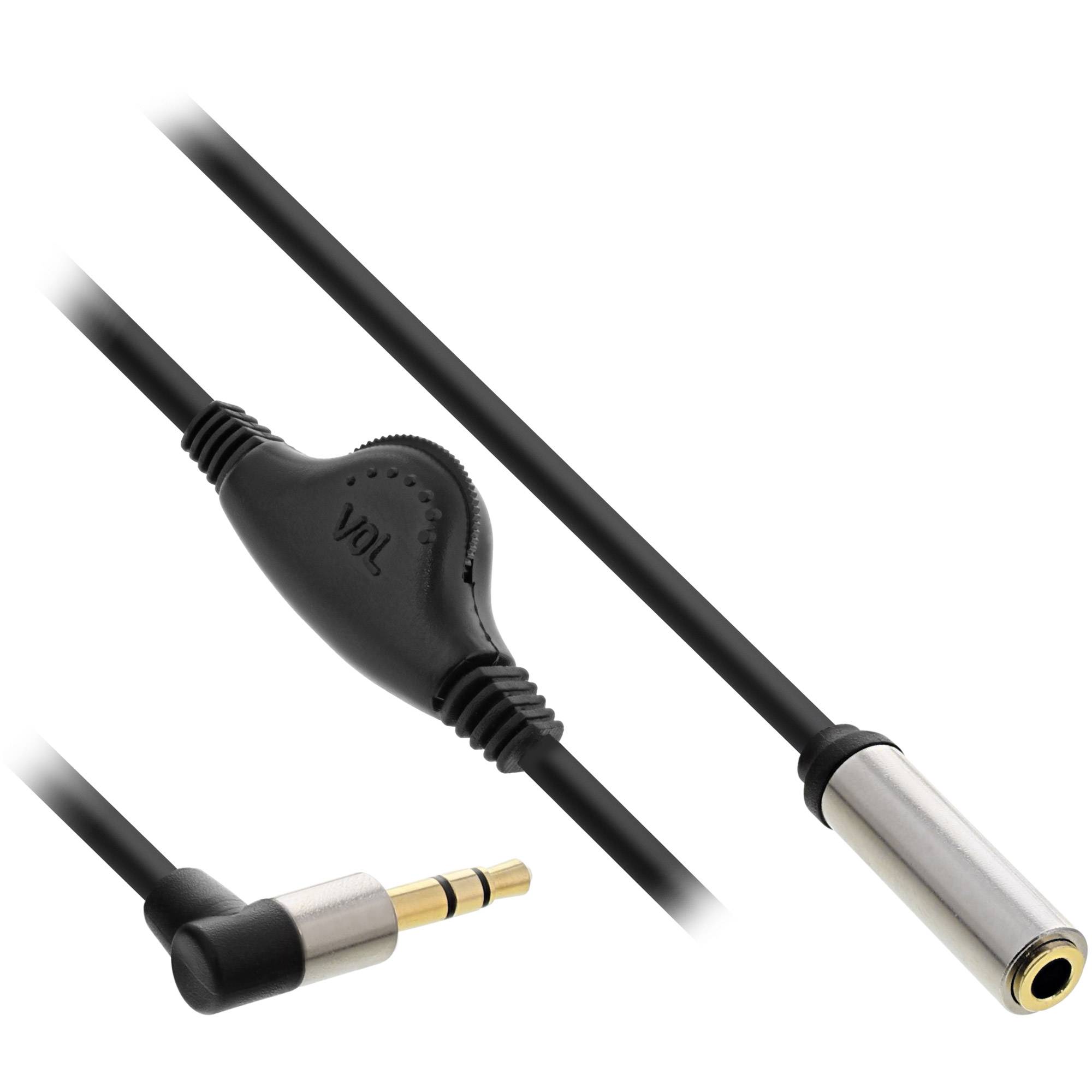 INLINE - Slim Audio Kabel Klinke 3,5mm ST gewinkelt / BU - mit Lautstärkeregler