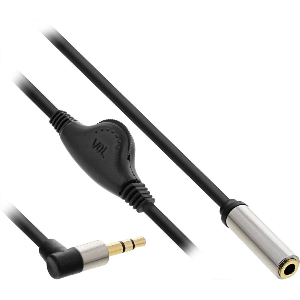 INLINE - Slim Audio Kabel Klinke 3,5mm ST gewinkelt / BU - mit Lautstärkeregler
