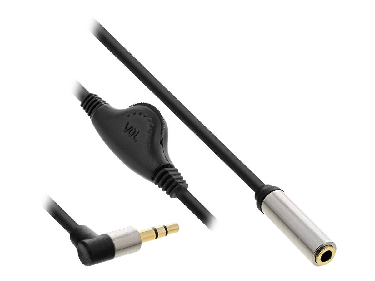 INLINE - Slim Audio Kabel Klinke 3,5mm ST gewinkelt / BU - mit Lautstärkeregler