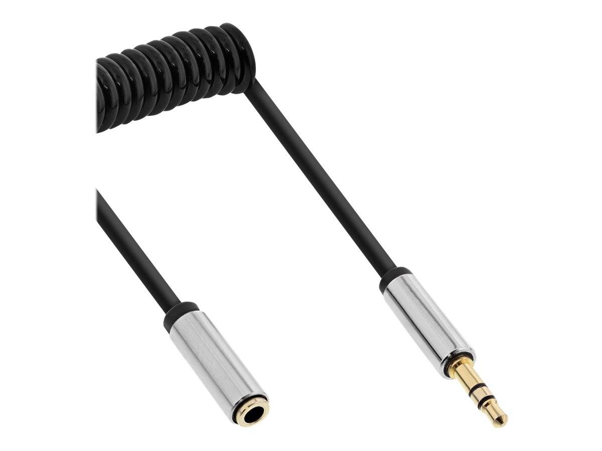 INLINE - Slim Audio Spiralkabel Klinke 3,5mm ST/BU - 4-polig - Stereo - 1m