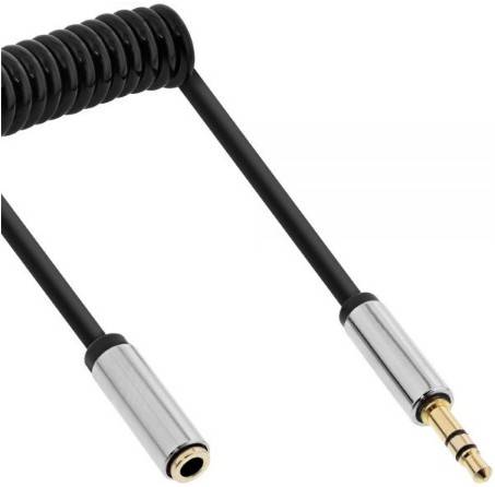 INLINE - Slim Audio Spiralkabel Klinke 3,5mm ST/BU - 4-polig - Stereo - 1m