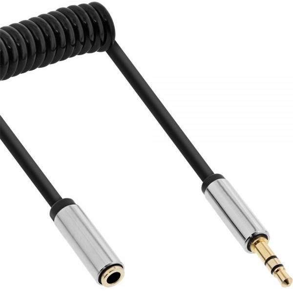 INLINE - Slim Audio Spiralkabel Klinke 3,5mm ST/BU - 4-polig - Stereo - 0.5m