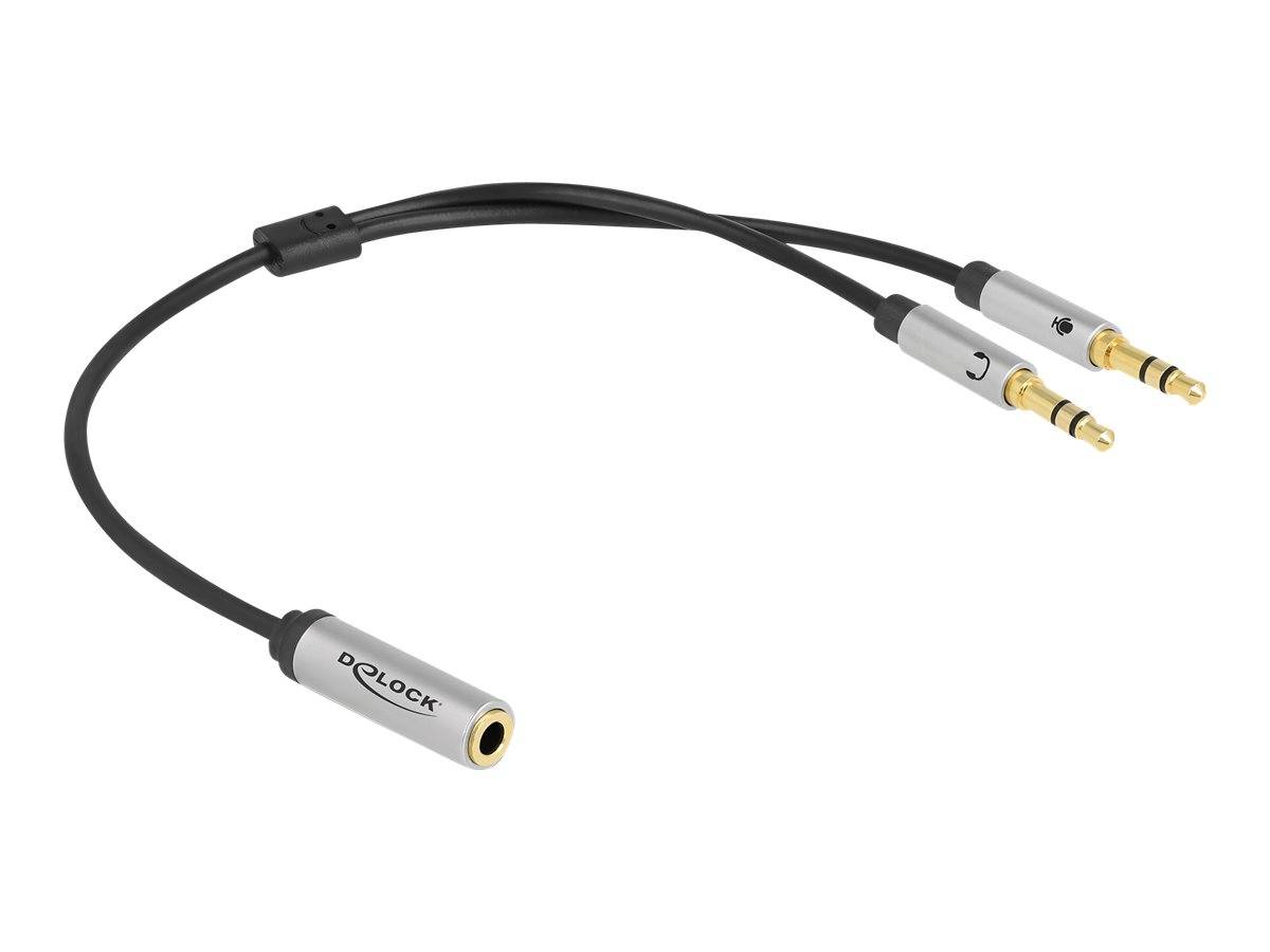 Delock - Headsetadapter - Mini-Phone Stereo 3,5 mm 4-polig weiblich bis Stereo Mini-Klinkenstecker männlich