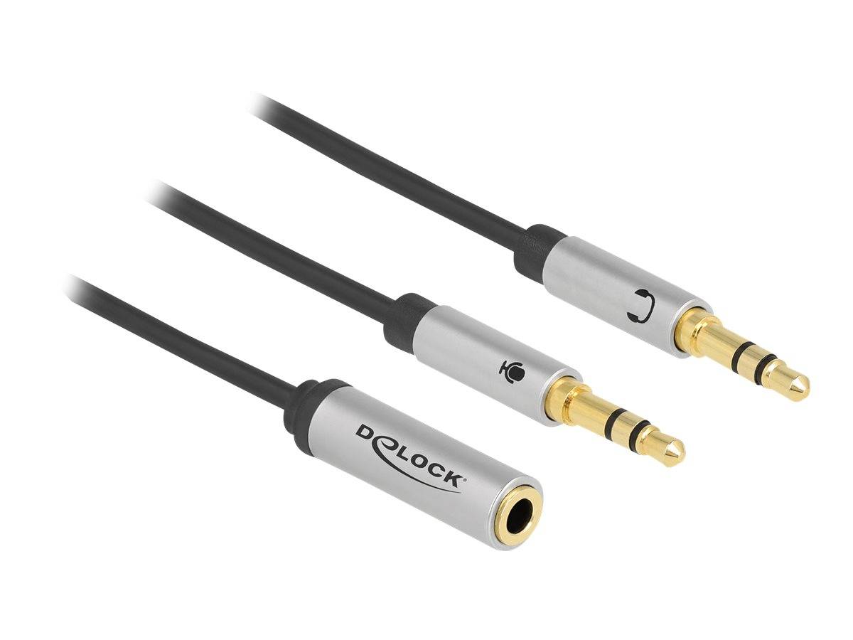 Delock - Headsetadapter - Mini-Phone Stereo 3,5 mm 4-polig weiblich bis Stereo Mini-Klinkenstecker männlich