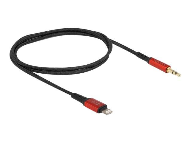 Delock - Kabel Lightning auf Kopfhöreranschluss - Lightning männlich bis Stereo Mini-Klinkenstecker männlich - 50 cm - Schwarz, Rot - für Apple iP