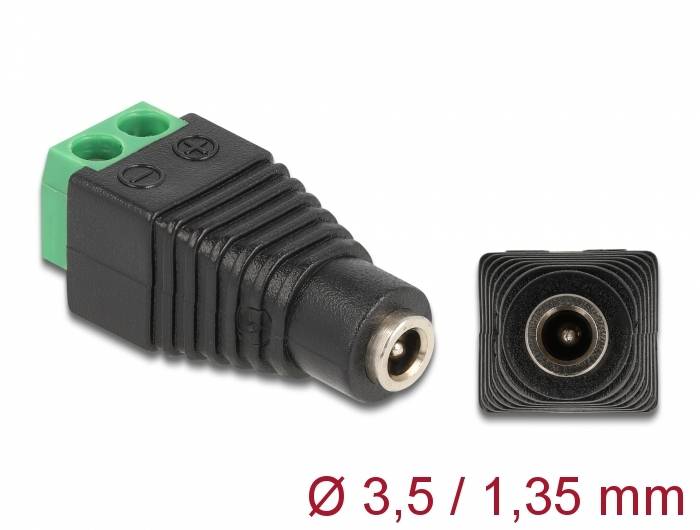 Delock - Adapter für Power Connector - 2-polige Klemmleiste bis Gleichstromstecker 3,5 x 1,35 mm (W)