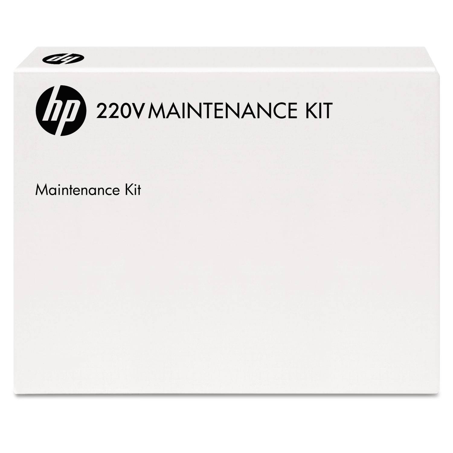 HP 220V Wartungs-Kit-Box mit Produktname auf der Vorderseite gedruckt.