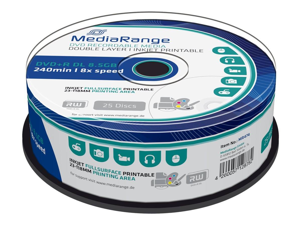 MediaRange - 25 x DVD+R DL - 8.5 GB (240 Min.) 8x