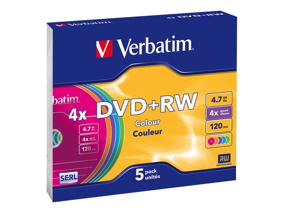 Verbatim Colours - 5 x DVD+RW - 4.7 GB (120 Min.) 4x