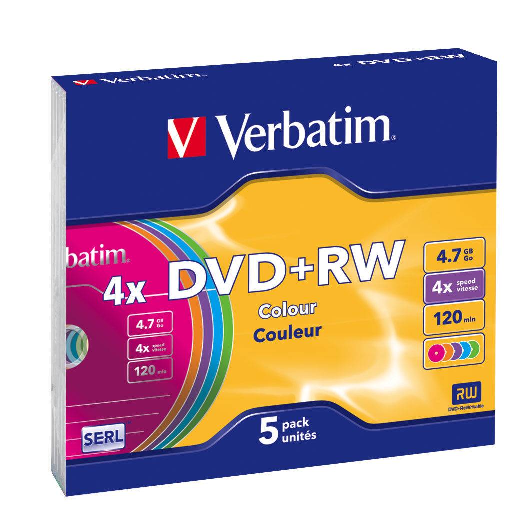 Verbatim Colours - 5 x DVD+RW - 4.7 GB (120 Min.) 4x