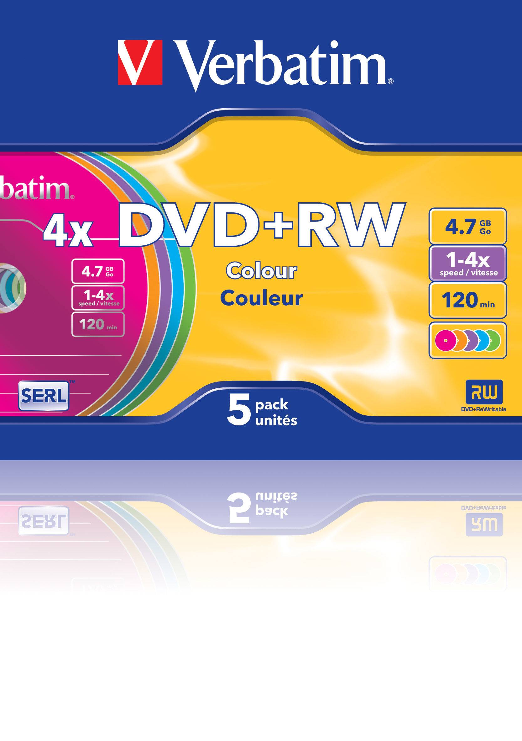 Verbatim Colours - 5 x DVD+RW - 4.7 GB (120 Min.) 4x