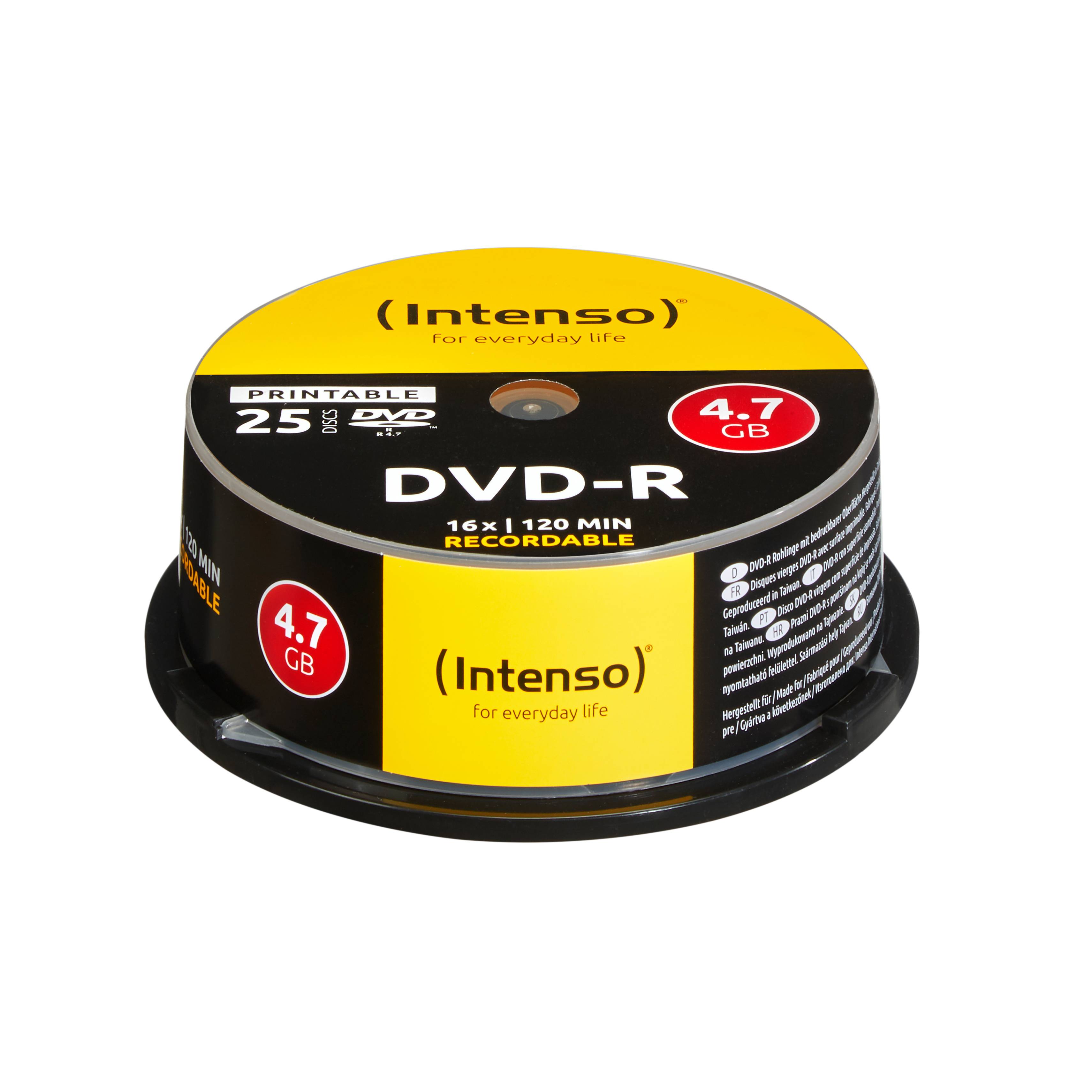 Intenso - 25 x DVD-R (G) - 4.7 GB 16x - mit Tintenstrahldrucker bedruckbare Oberfläche