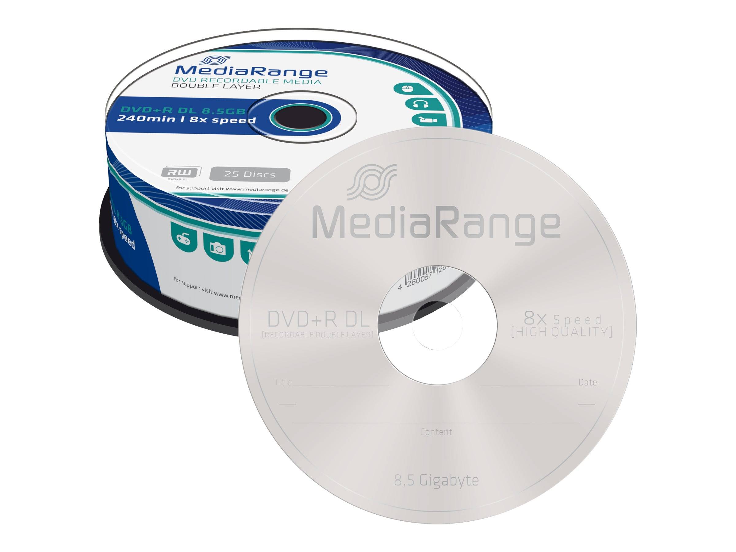 MediaRange - 25 x DVD+R DL - 8.5 GB (240 Min.) 8x