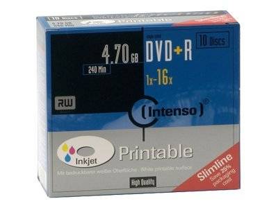 Intenso - 10 x DVD+R - 4.7 GB 16x - mit Tintenstrahldrucker bedruckbare Oberfläche