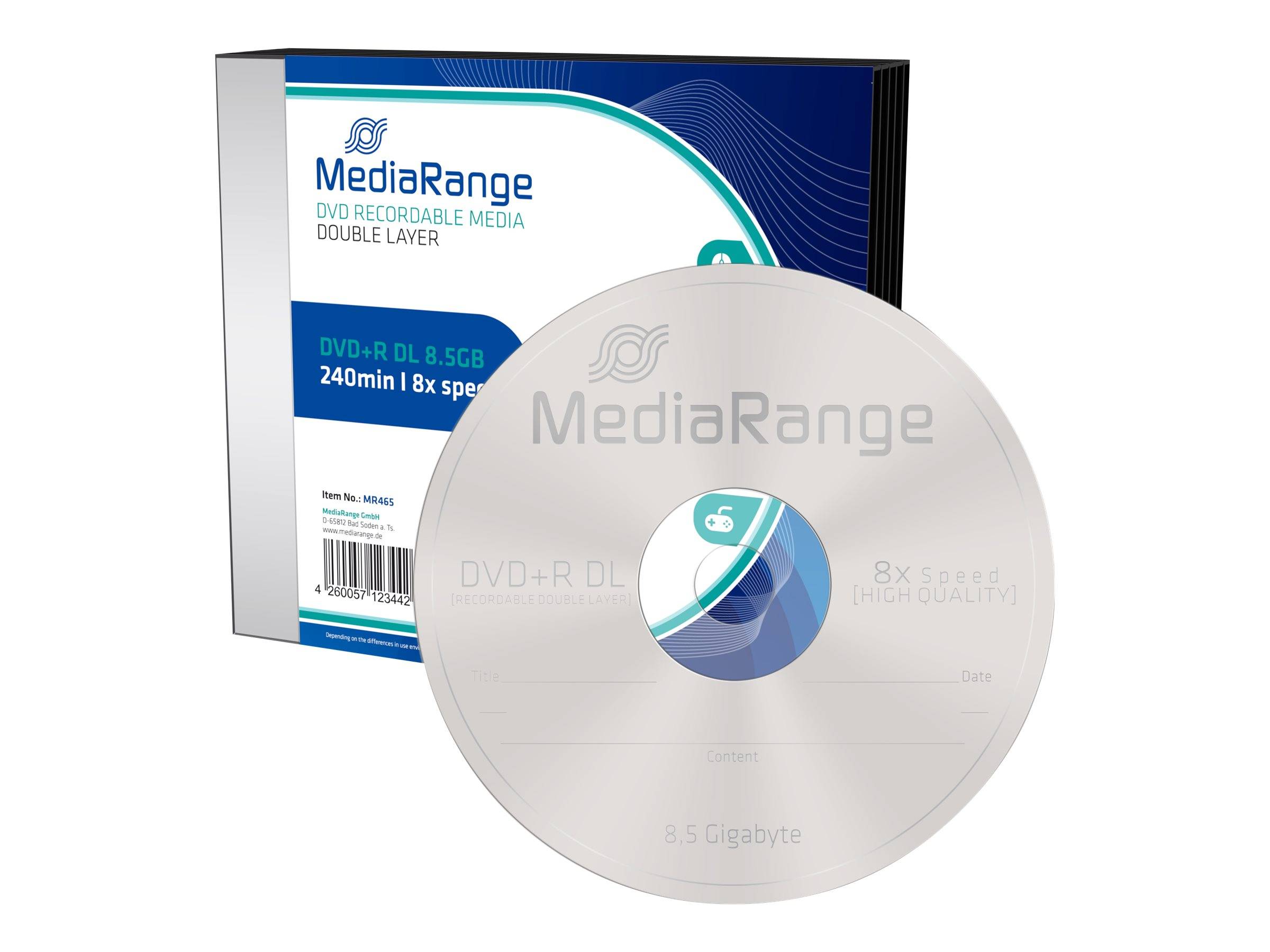 MediaRange - 5 x DVD+R DL - 8.5 GB (240 Min.) 8x