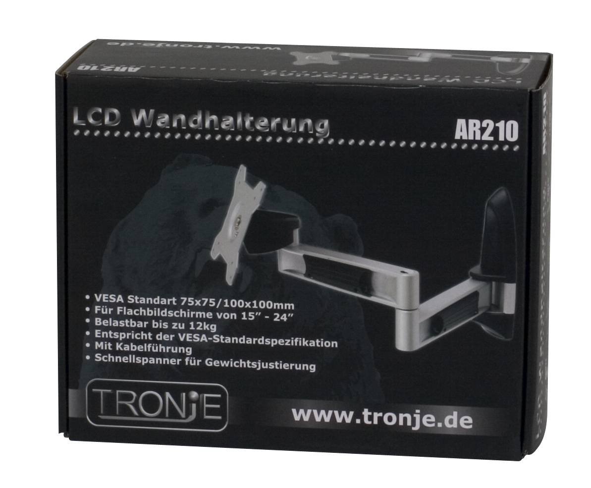 Tronje AR210 - Befestigungskit (Schwenk-/Neigschiene) für LCD-Display - Aluminium, Stahl - Bildschirmgröße: 38.1-61 cm (15"-24")