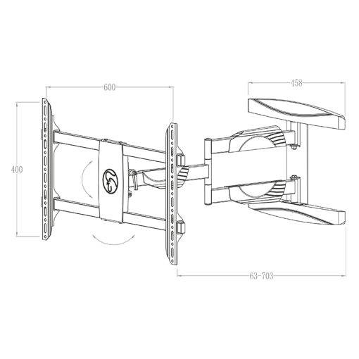 Hagor Wandhalterung neig- & schwenkbar - 32-55"" - VESA max. 600x400 - max. Traglast 30 kg - Wandabstand min. 63 bis