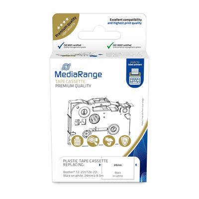 MediaRange MRBTZ251, Schwarz, Weiß, Tintenstrahl, Dauerhaft, Brother® P-Touch 2420PC, 2430PC, 2470, 2480, 2700VP, 2730VP, 3600, 7500VP, 7600VP, 9200