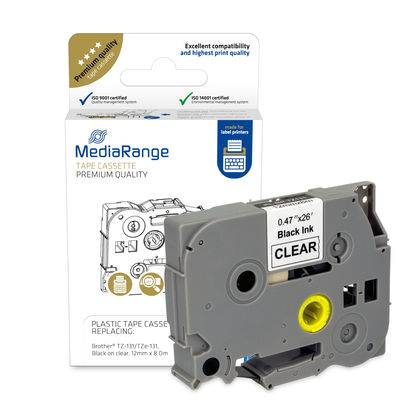 MediaRange Kunststoff-Schriftbandkassette, für/ersetzt Brother TZ-131/TZe-131, permanent haftend, 12mm, 8m, laminiert, s