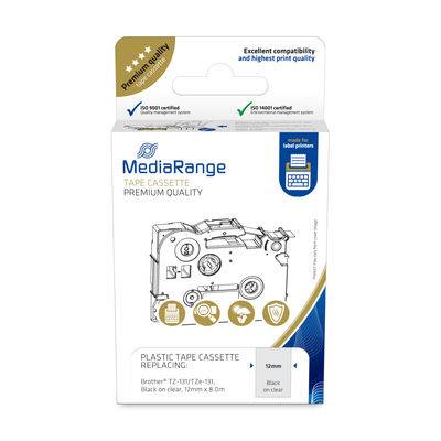 MediaRange Kunststoff-Schriftbandkassette, für/ersetzt Brother TZ-131/TZe-131, permanent haftend, 12mm, 8m, laminiert, s