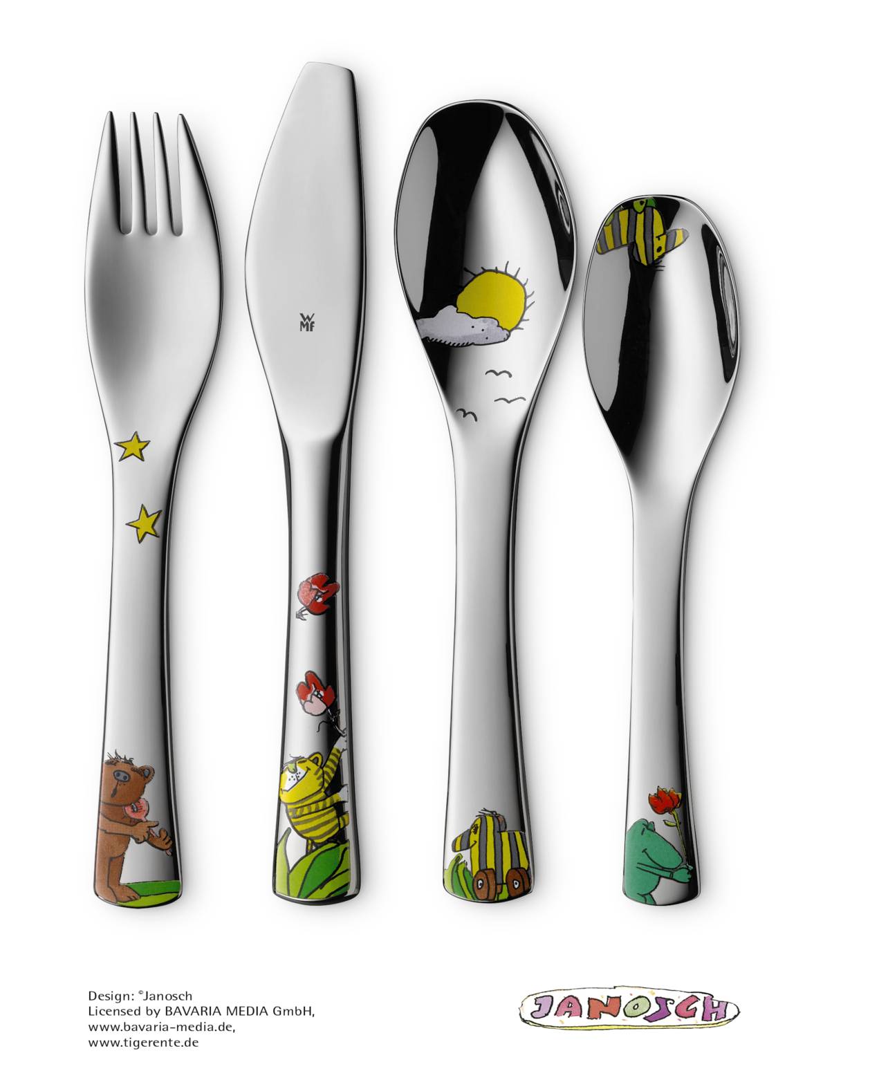 WMF Kinderset 6-teilig Janosch - Kleinkind-Besteck - Edelstahl - Weiß - Porzellan - Edelstahl - 3 Jahr(e) - 16,5 cm - 18,5 cm