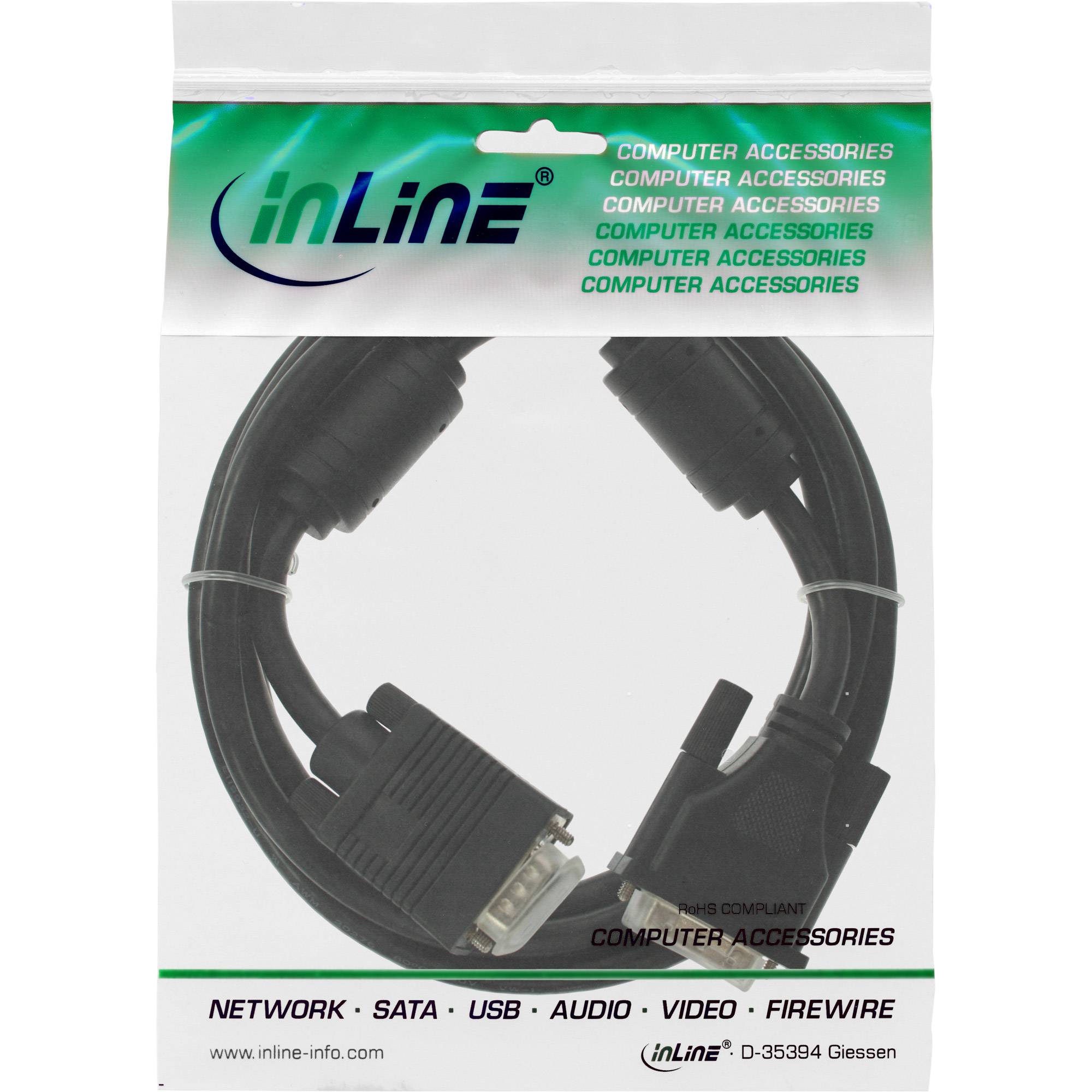 INLINE - DVI-A Kabel - analog 12+5 Stecker auf 15pol HD Stecker VGA - 2m