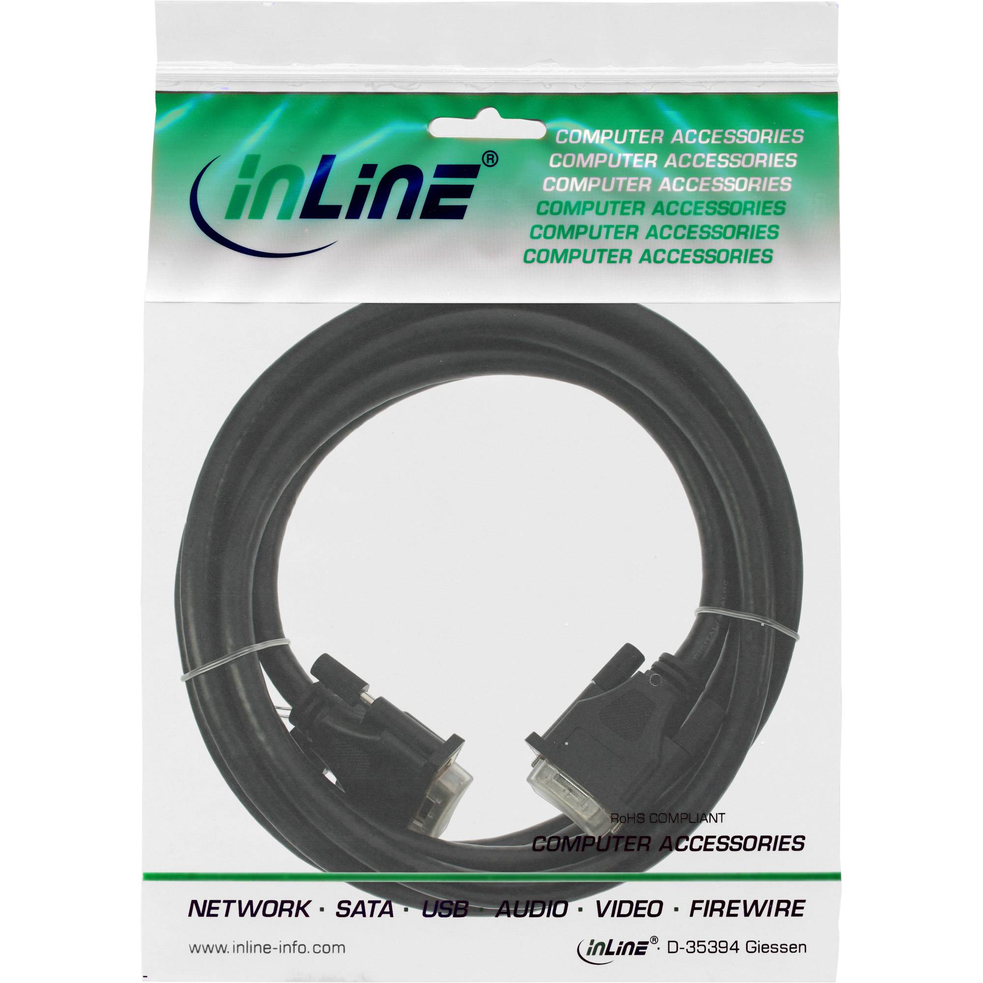 INLINE - DVI-I Kabel - digital/analog - 24+5 ST / ST - Dual Link - ohne Ferrite - 3m