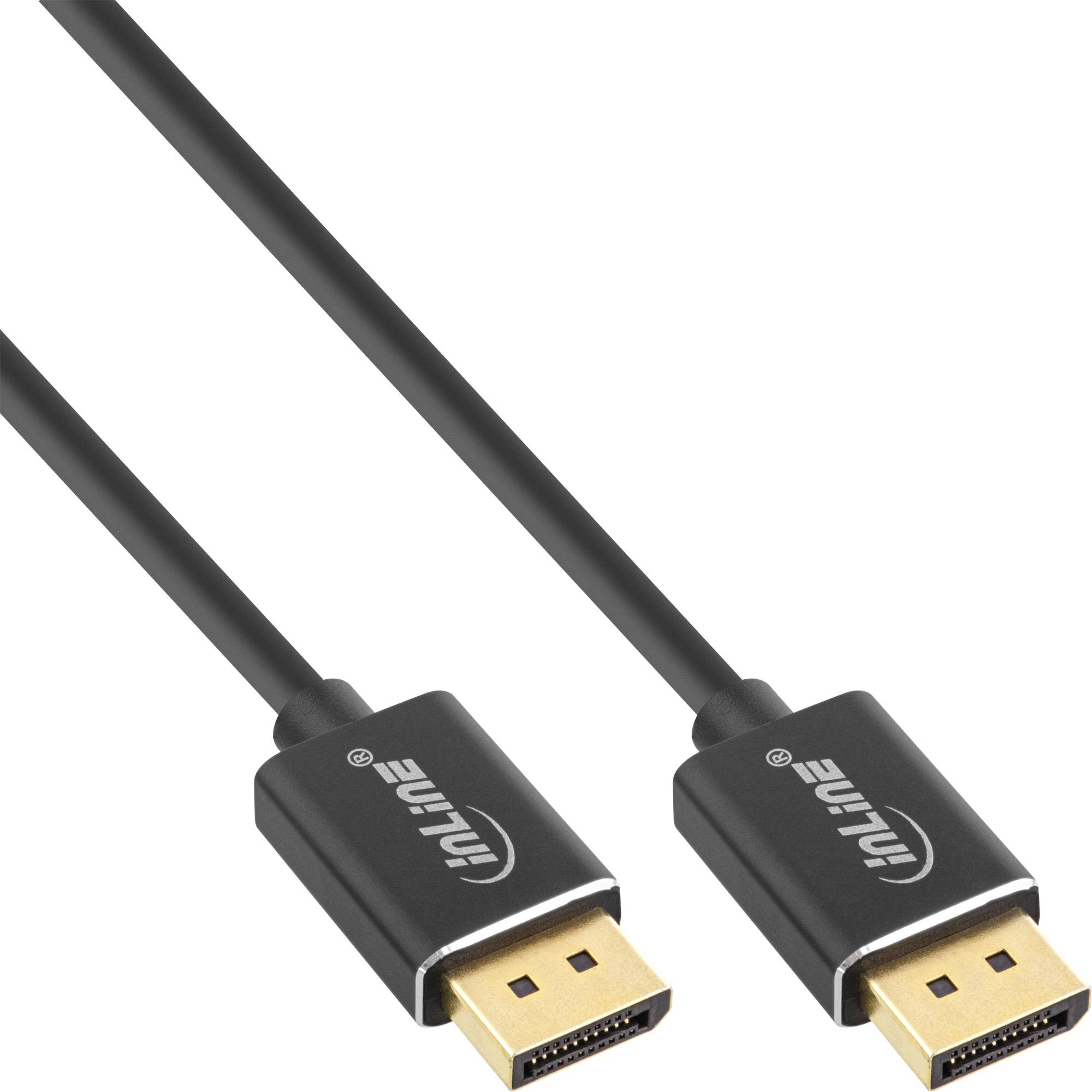 INLINE - DisplayPort 1.4 Kabel Slim - 8K4K - schwarz - vergoldete Kontakte - 0,5m