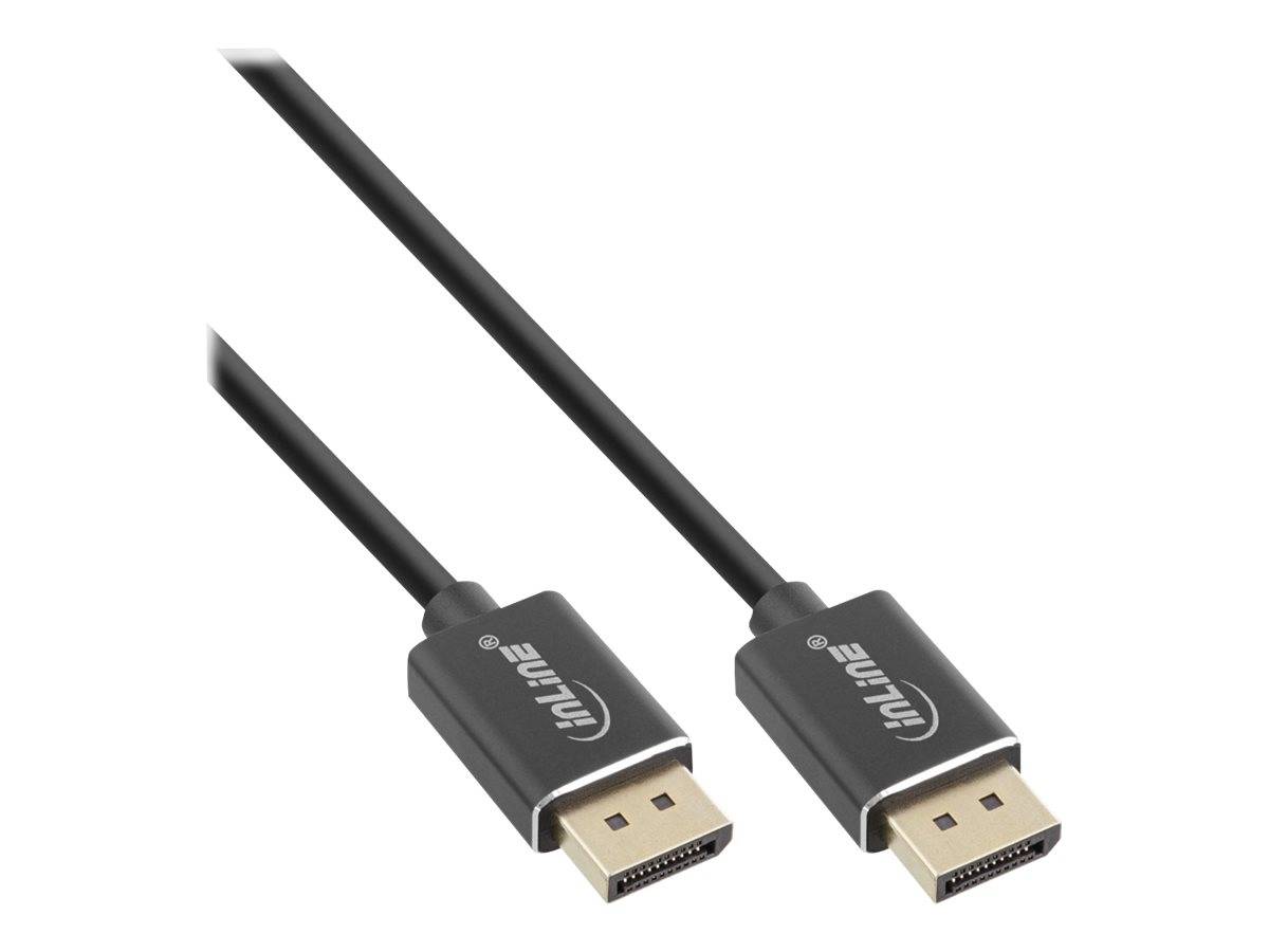 INLINE - DisplayPort 1.4 Kabel Slim - 8K4K - schwarz - vergoldete Kontakte - 0,5m